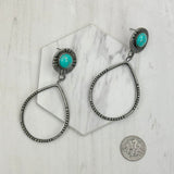 ERZ230488-01                         silver metal circle with blue turquoise stone Earrings