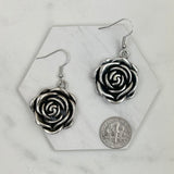 ERZ230924-21       silver metal rose Earrings