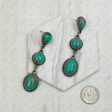 ERZ231205-01                    Silver metal with blue turquoise stone concho Earrings