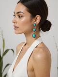 ERZ231205-06                   Copper metal with blue turquoise stone concho Earrings
