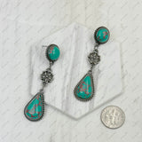 ERZ231205-11                    Silver metal with blue turquoise stone concho Earrings