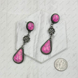 ERZ231205-11                    Silver metal with blue turquoise stone concho Earrings