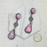 ERZ231205-11                    Silver metal with blue turquoise stone concho Earrings