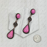 ERZ231205-16                   Copper metal with blue turquoise stone concho Earrings