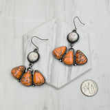 ERZ231205-31                   Silver metal with white and orange turquoise stone Earrings