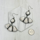 ERZ231205-31                   Silver metal with white and orange turquoise stone Earrings