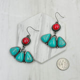 ERZ231205-31                   Silver metal with white and orange turquoise stone Earrings