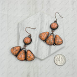 ERZ231205-36                Copper metal with orange turquoise stone Earrings