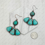 ERZ231205-36                Copper metal with orange turquoise stone Earrings