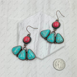 ERZ231205-36                Copper metal with orange turquoise stone Earrings