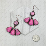 ERZ231205-36                Copper metal with orange turquoise stone Earrings