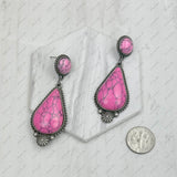 ERZ231205-41                      Silver metal with black and orange turquoise stone Earrings