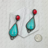 ERZ231205-41                      Silver metal with black and orange turquoise stone Earrings