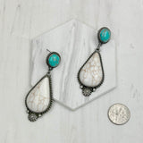ERZ231205-41                      Silver metal with black and orange turquoise stone Earrings