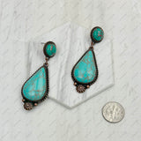 ERZ231205-46          Copper metal with black and orange turquoise stone Earrings