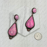 ERZ231205-46          Copper metal with black and orange turquoise stone Earrings