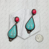 ERZ231205-46          Copper metal with black and orange turquoise stone Earrings