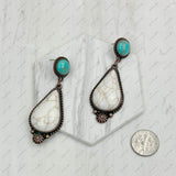 ERZ231205-46          Copper metal with black and orange turquoise stone Earrings