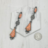 ERZ231205-61             Silver metal with orange stone Earrings