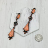 ERZ231205-66             Copper metal with orange stone Earrings