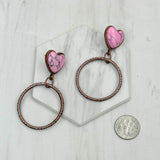 ERZ231205-86         Copper metal with blue turquoise heart stone Earrings