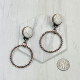 ERZ231205-96         Copper metal circle with blue turquoise stone Earrings