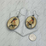 ERZ240519-03                 Silver metal with western cowgirl oval Earrings
