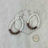 ERZ260415-08            Copper Navajo pearl with white turquoise stone beads teardrop Earrings