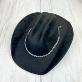 HATC240609-03                    22 inches Silver metal with clear Rylstone beads Hat chain