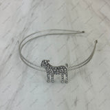 HB251226-04-GOAT             Silver metal with clear crystal goat Headband