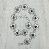 HATC030224-08                 silver metal cross with black stone hat decor chain.