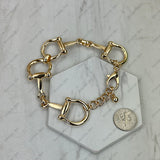 JB-1050-GD               Golden metal horse bite chain Bracelet
