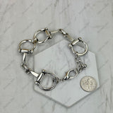 JB-1050-SB                 Silver metal horse bite chain Bracelet
