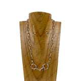 JNE-1060-GD                18'' Golden metal chain with horse bite pendant Necklace
