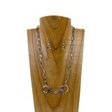 JNE-1060-SB                                18'' Silver metal chain with horse bite pendant Necklace