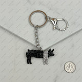 KCS230816-05   Clear and black crystal piggy keychain