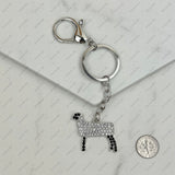 KCS230816-07           Clear and black crystal sheep keychain