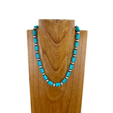 NKS230529-05     "21 Inches blue cylinder turquoise stone with  silver Navajo pearl bead Necklace"