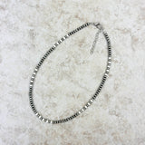 NKS230603-03-WHITE      "16 inches 4mm white stone with silver  Navajo pearl bead Necklace"