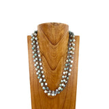 NKS230603-16    "23 Inches 3 layers 8mm jasper stone beads with silver  color metal chain Necklace"