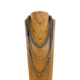 NKS230603-24    3 layers silver Navajo pearl beads Necklace