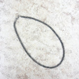 NKS230603-25-SILVER     16 Inches 4mm silver Navajo pearl bead Necklace