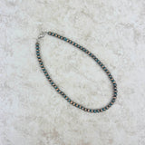 NKS230603-28-BLUE     "15 Inches 6mm cooper with blue color Navajo pearl  bead Necklace"