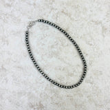 NKS230603-30-SILVER      16 Inches 6mm silver Navajo pearl bead Necklace