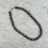 NKS230603-32-SILVER     15 Inches 10mm silver Navajo pearl bead Necklace