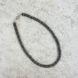 NKS230603-33-SILVER     16 Inches 8mm roundel silver Navajo pearl bead Necklace