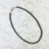 NKS230603-36-SILVER     18 Inches 6mm silver Navajo pearl bead Necklace