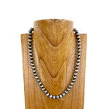 NKS230603-39-SILVER     21 Inches 10mm silver Navajo pearl bead Necklace