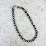 NKS230603-46-SILVER      17 Inches 10mm silver Navajo pearl bead Necklace