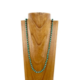 NKS230603-53       34 inches 8mm cooper with green Navajo pearl bead Necklace